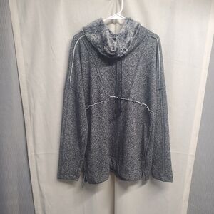 Maurices - Charcoal Hoodie With T-Neck Faux Fur